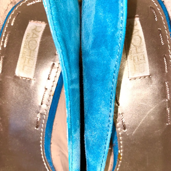 NEW! RACHEL ROY MULTI BLUE SUEDE WEDGE LACINA PUMP SZ 10 - Picture 7 of 12